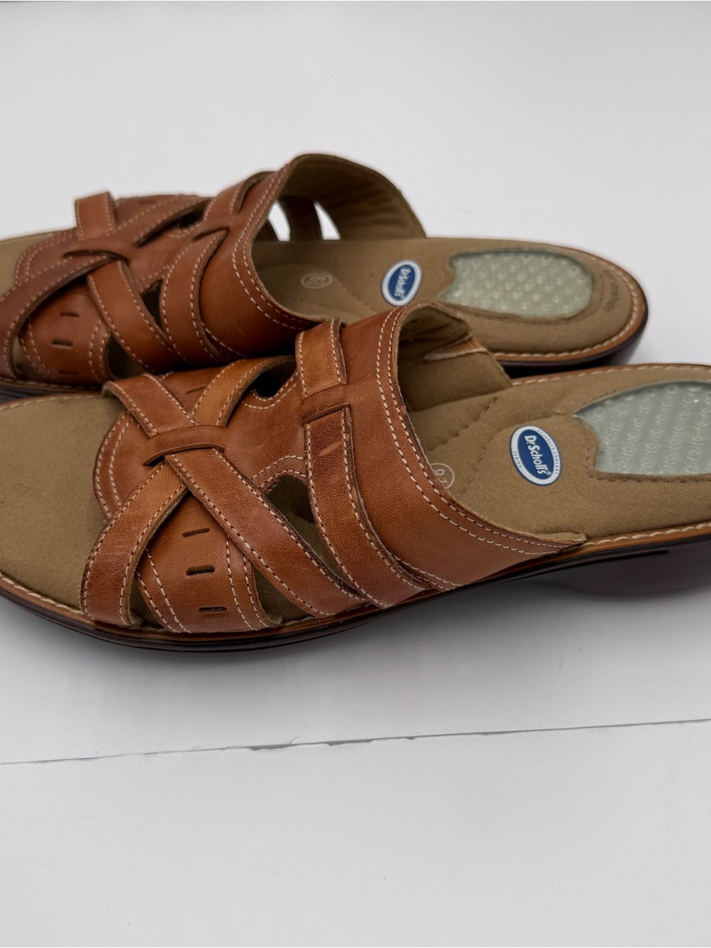 Dr. Scholl's Women’s Brown Leather Slide Sandals
